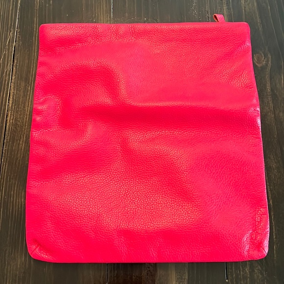 EUC Jennifer Haley Hot Pink Leather Fold Over Clutch - Picture 2 of 10